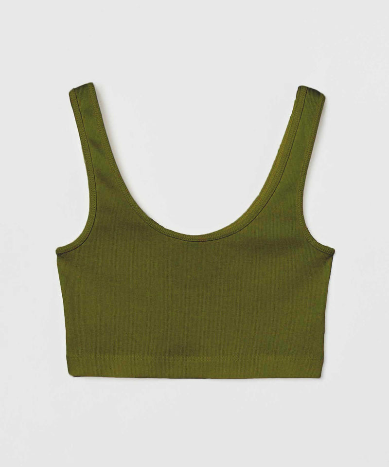 Ribbed Crop Top - Olive green