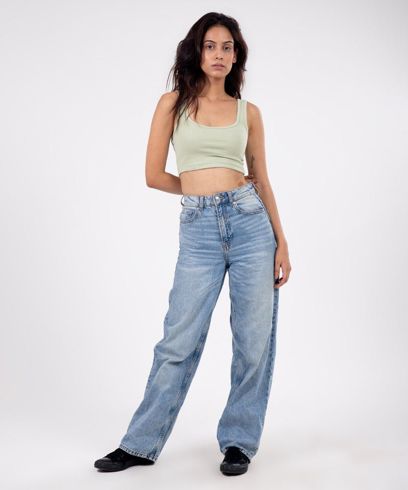 Ribbed Crop Top - Pastel green