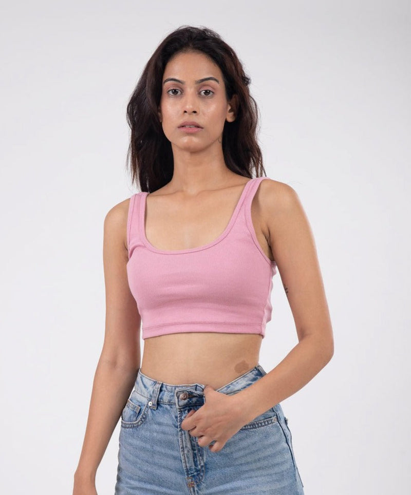 Ribbed Crop Top - Rose pink