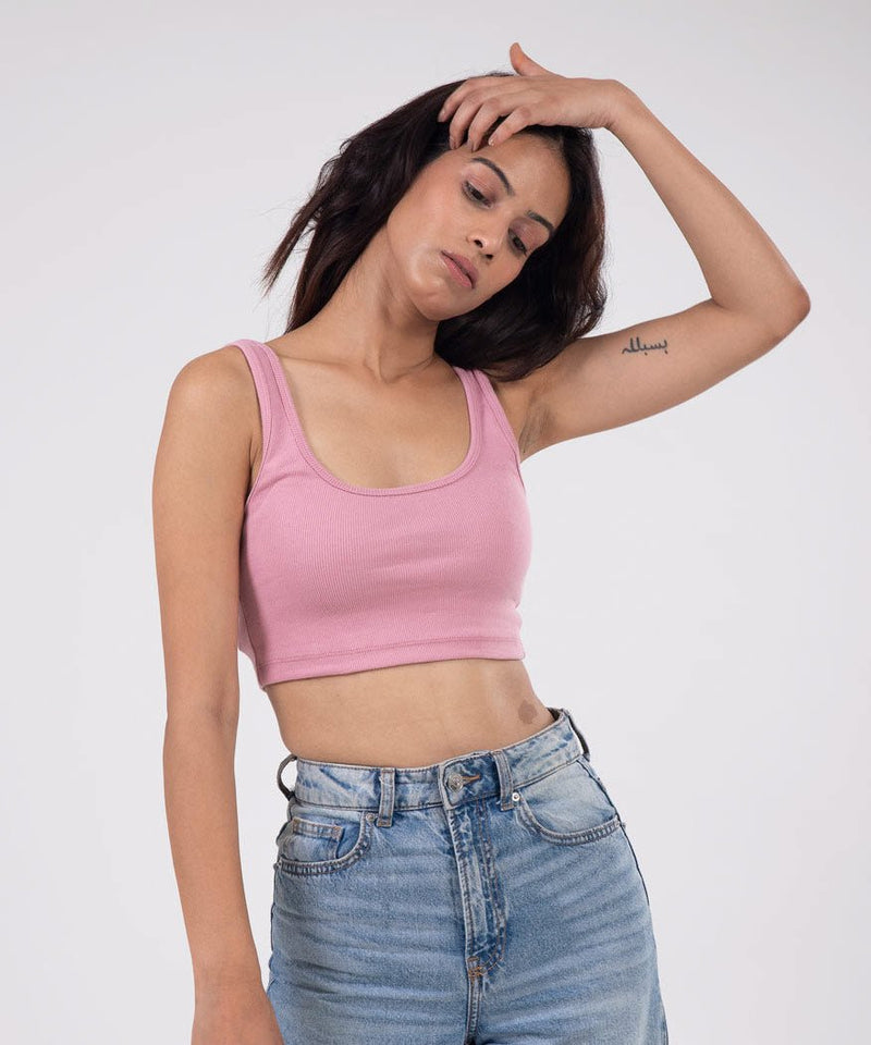 Ribbed Crop Top - Rose pink