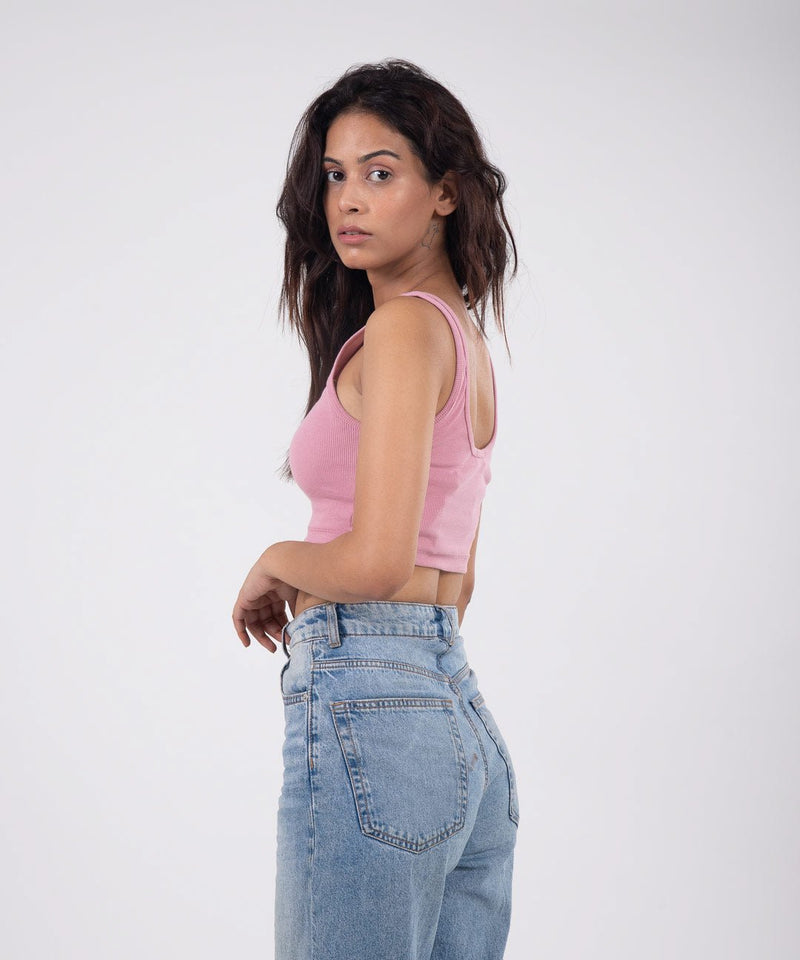 Ribbed Crop Top - Rose pink