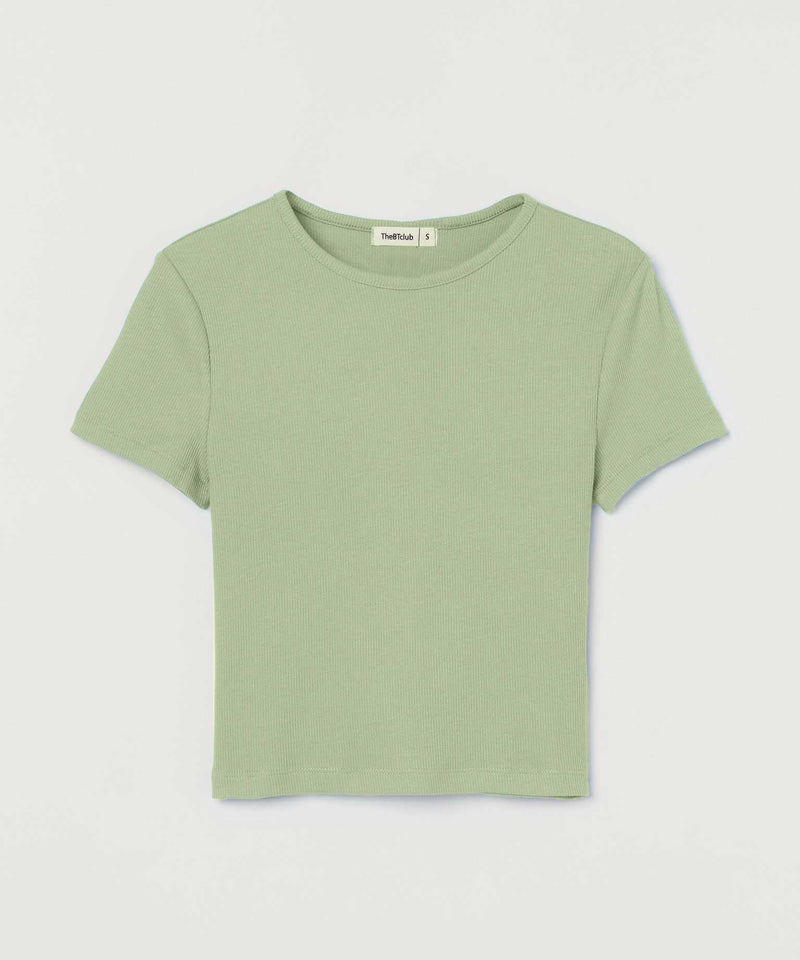 Ribbed Cropped T-shirt - Pastel green