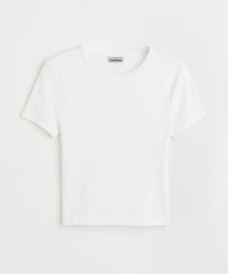 Ribbed Cropped T-shirt - White