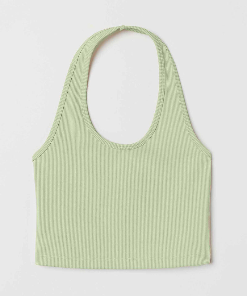 Ribbed HalterNeck Crop Top - Pastel green