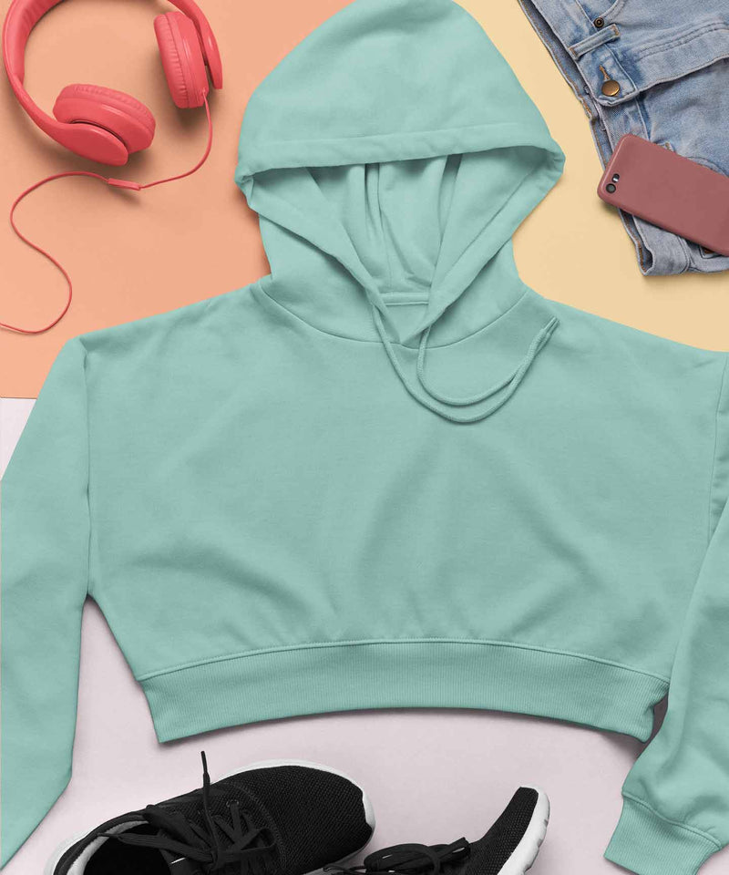 Tame teal - Basic Crop Hooded Sweatshirt