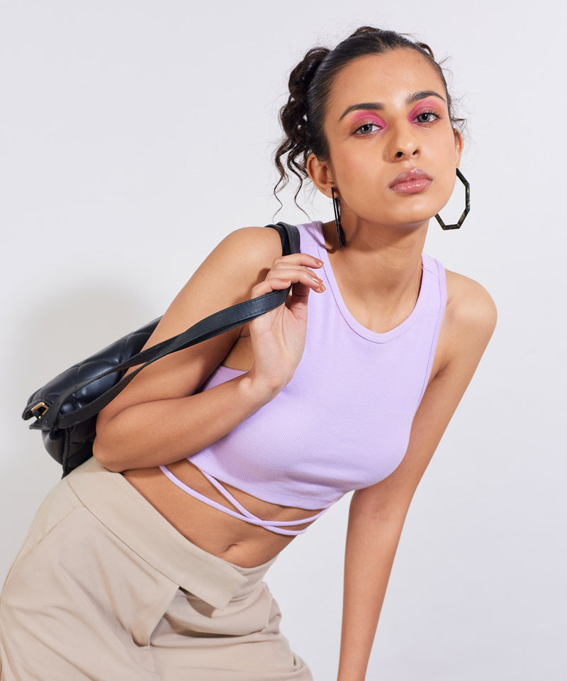 Ribbed tie-detail top