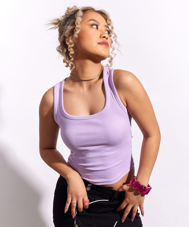 Ribbed Square Neck Top
