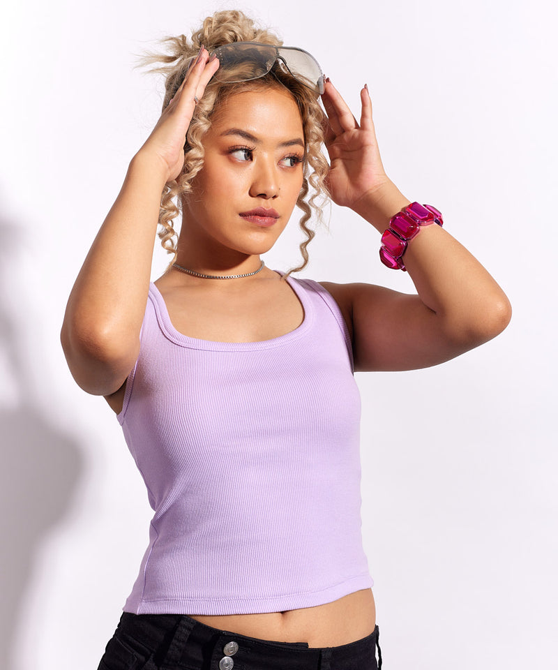 Ribbed Square Neck Top