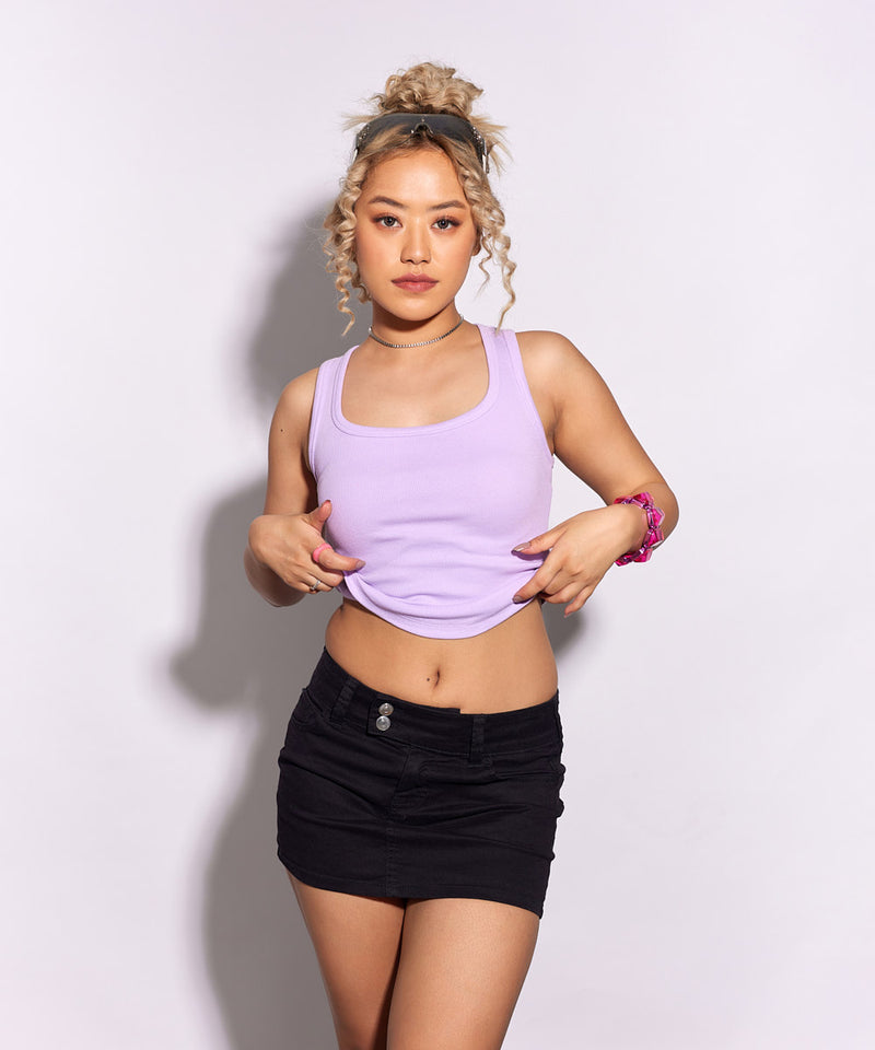 Ribbed Square Neck Top
