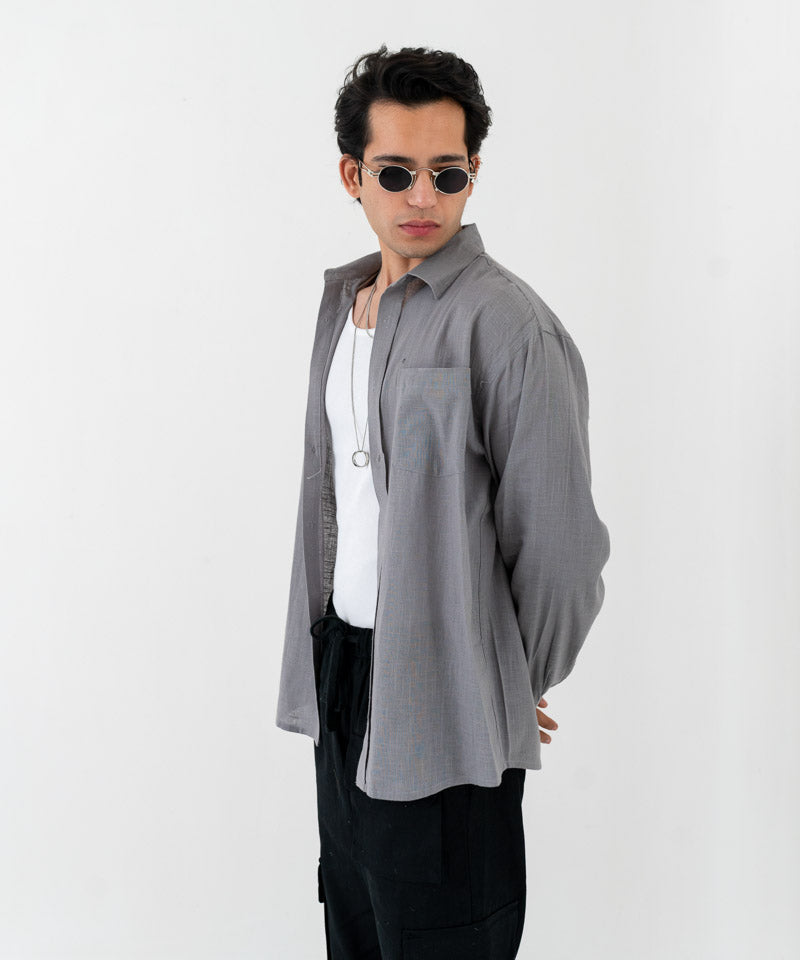 Dolphin gray full sleeves - Oversized Shirt
