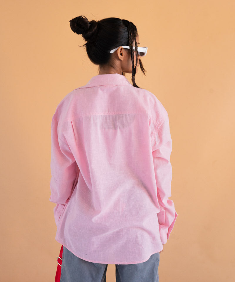 Pastel pink full sleeves - Oversized Shirt