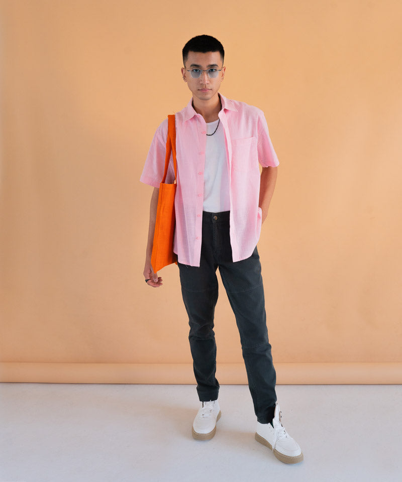 Pastel pink half sleeves - Oversized Shirt