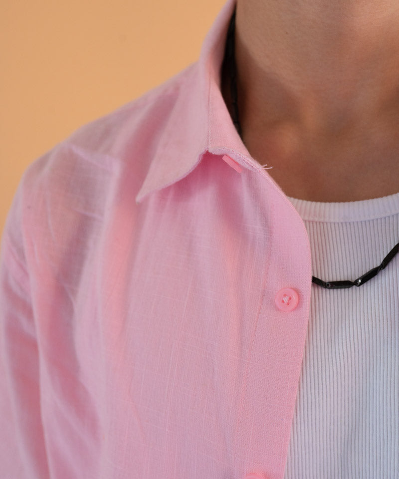 Pastel pink half sleeves - Oversized Shirt