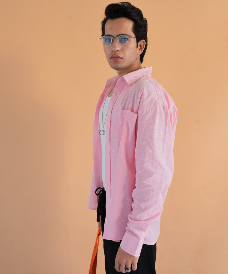 Pastel pink full sleeves - Oversized Shirt