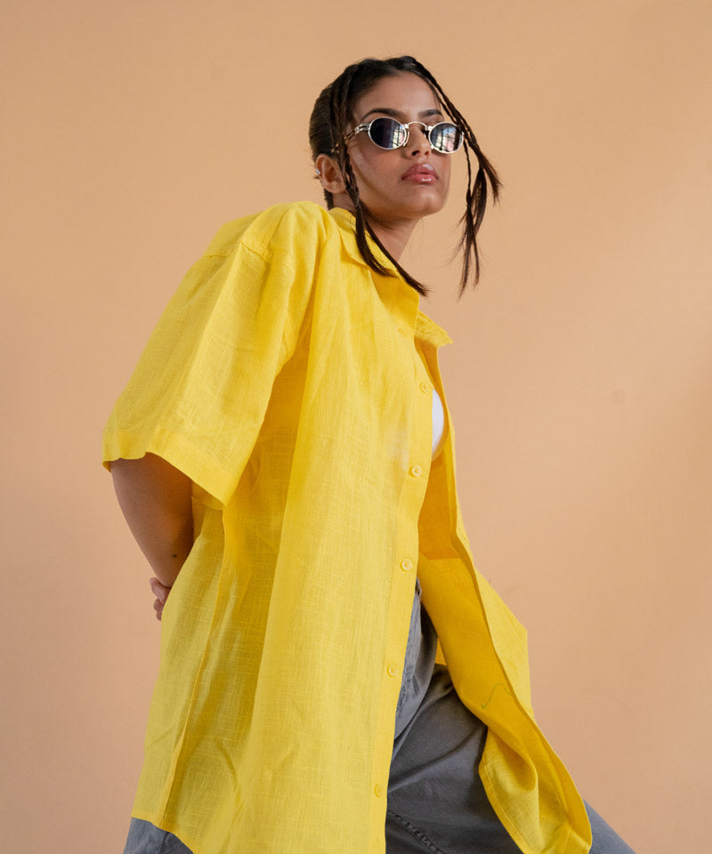 Yellow half sleeves - Oversized Shirt