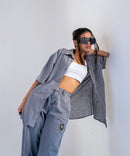 Dolphin gray half sleeves - Oversized Shirt