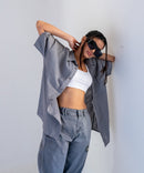 Dolphin gray half sleeves - Oversized Shirt