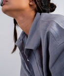 Dolphin gray half sleeves - Oversized Shirt