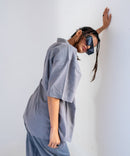Dolphin gray half sleeves - Oversized Shirt