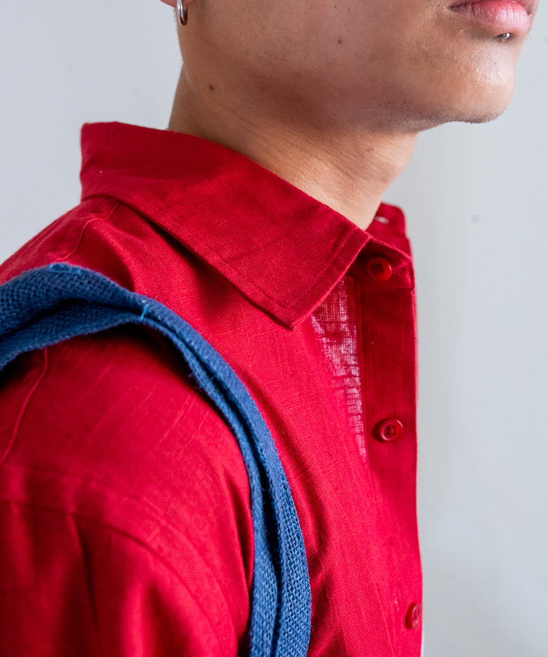 Maroon full sleeves - Oversized Shirt