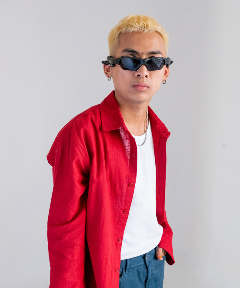 Maroon full sleeves - Oversized Shirt