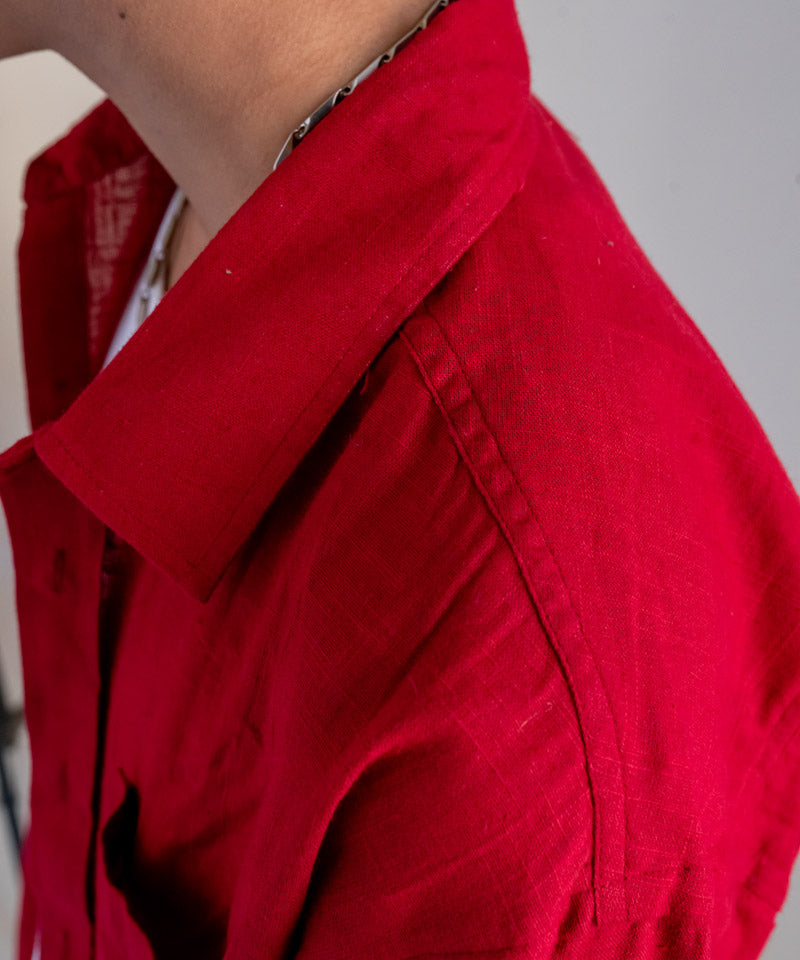 Maroon full sleeves - Oversized Shirt