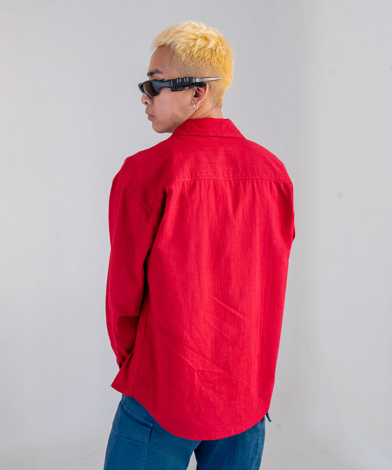 Maroon full sleeves - Oversized Shirt
