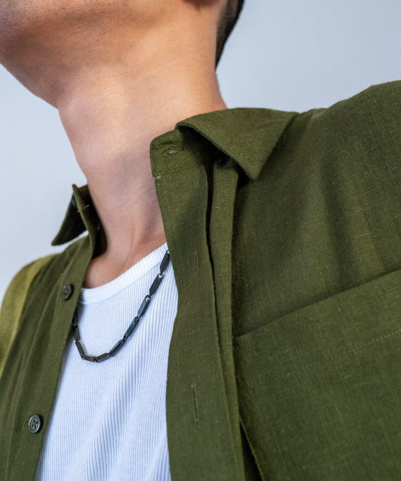 Olive green half sleeves - Oversized Shirt