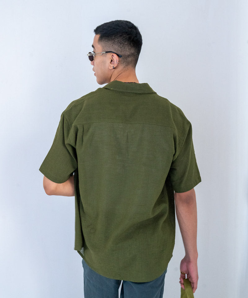 Olive green half sleeves - Oversized Shirt