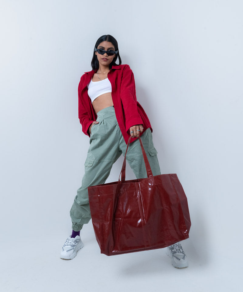 Maroon full sleeves - Oversized Shirt