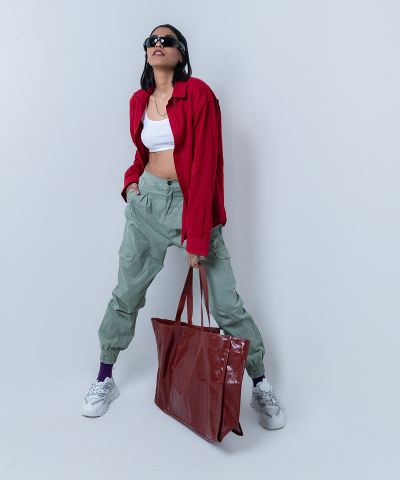 Maroon full sleeves - Oversized Shirt