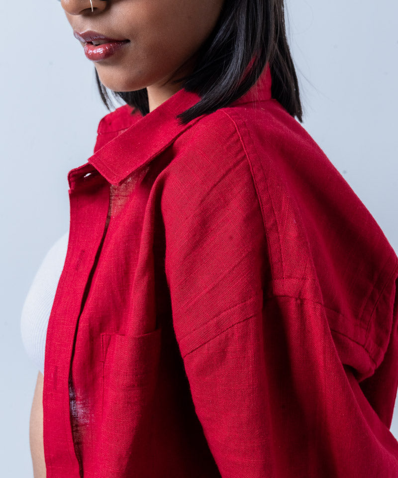 Maroon full sleeves - Oversized Shirt