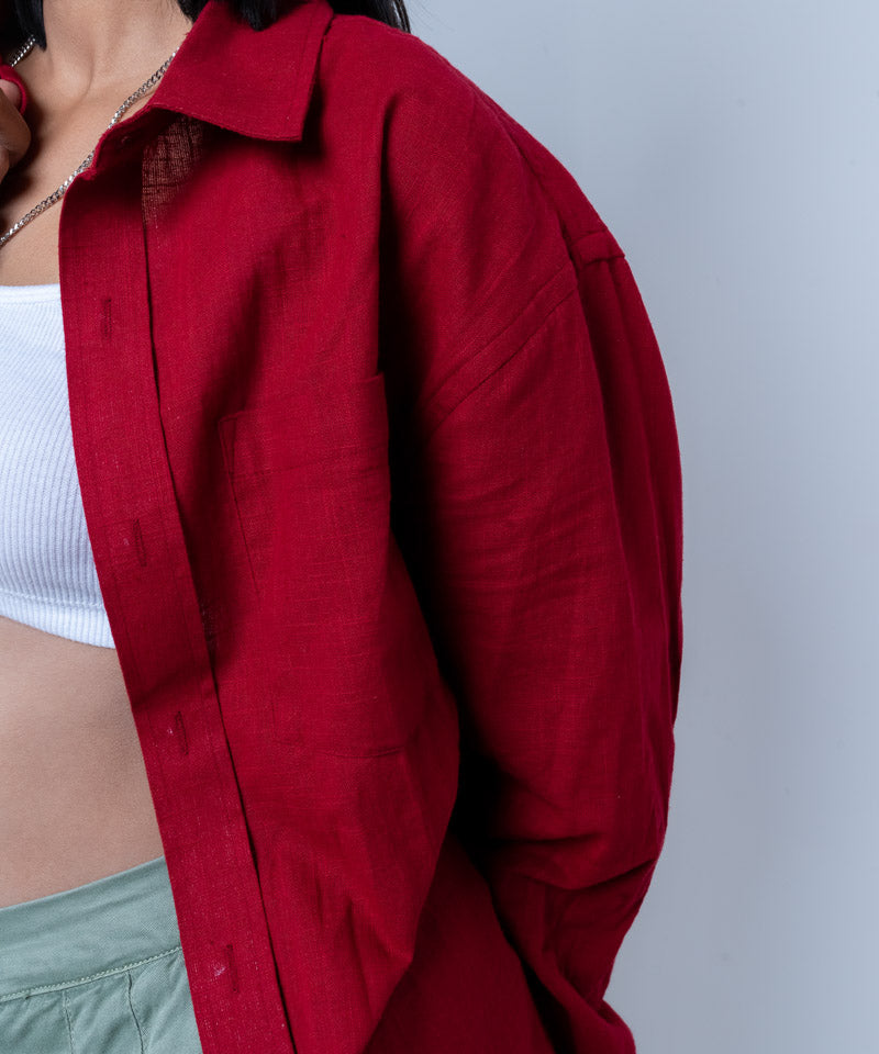 Maroon full sleeves - Oversized Shirt