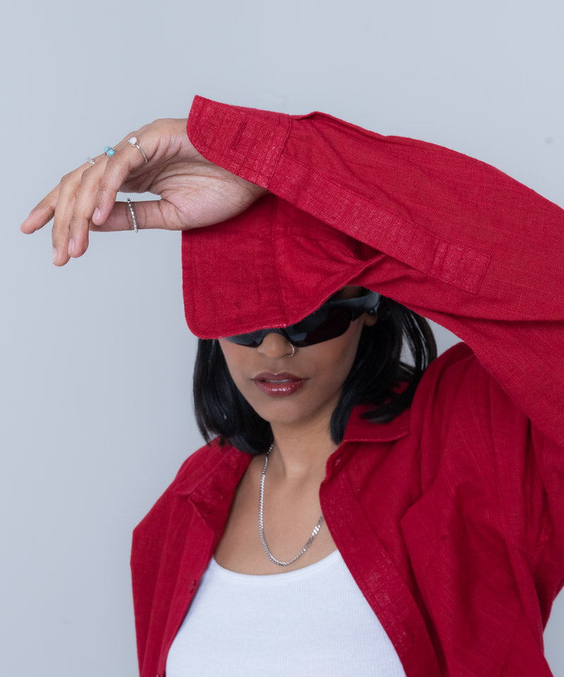 Maroon full sleeves - Oversized Shirt