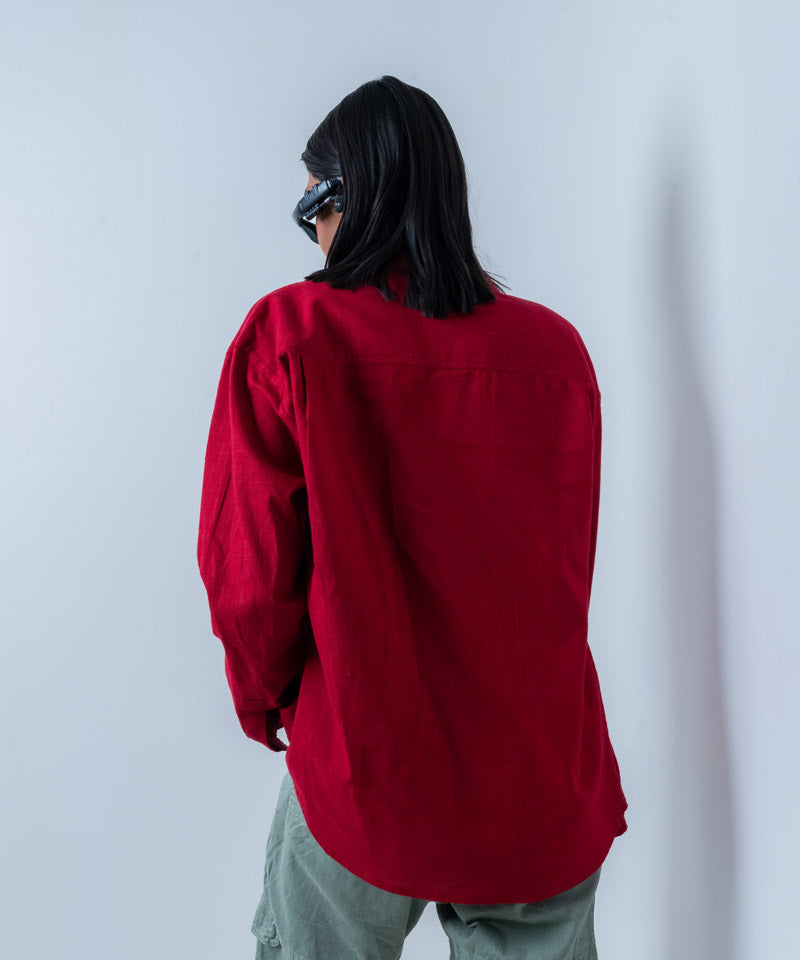 Maroon full sleeves - Oversized Shirt