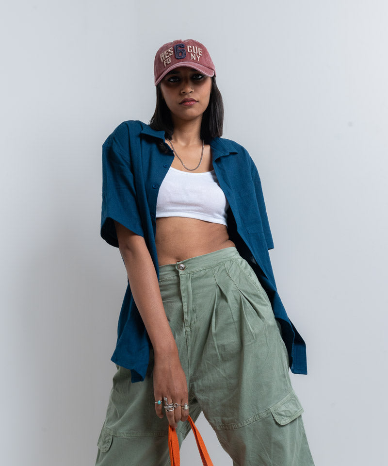 Navy half sleeves - Oversized Shirt