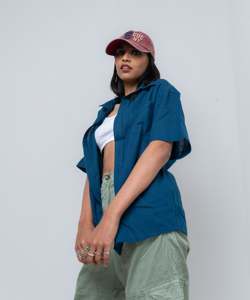 Navy half sleeves - Oversized Shirt