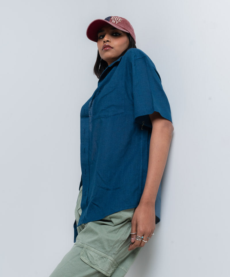 Navy half sleeves - Oversized Shirt