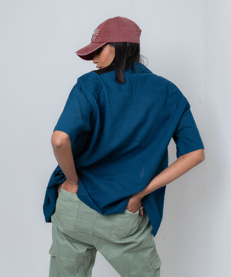 Navy half sleeves - Oversized Shirt