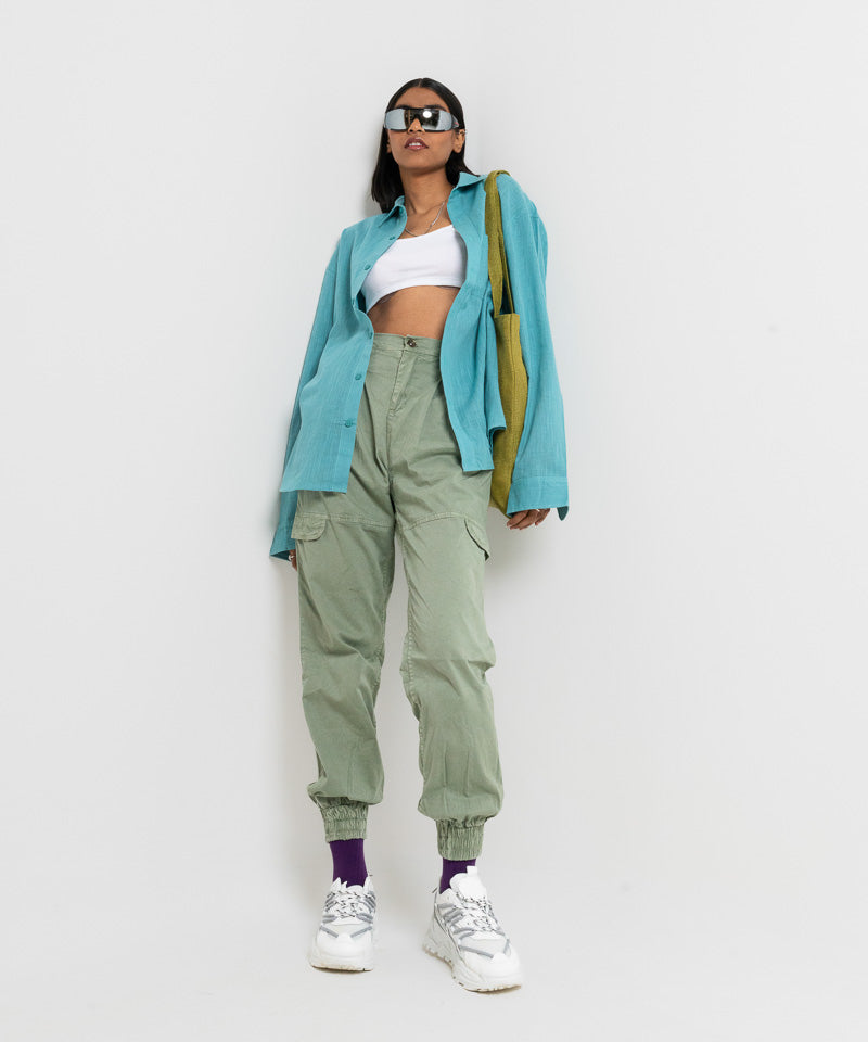 Turquoise Sea full sleeves - Oversized Shirt
