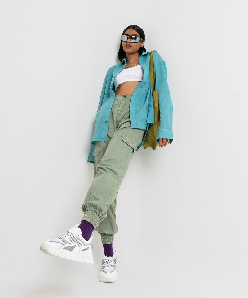 Turquoise Sea full sleeves - Oversized Shirt