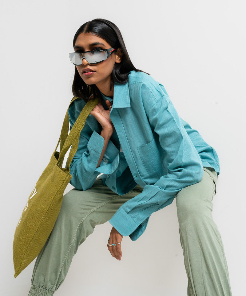 Turquoise Sea full sleeves - Oversized Shirt