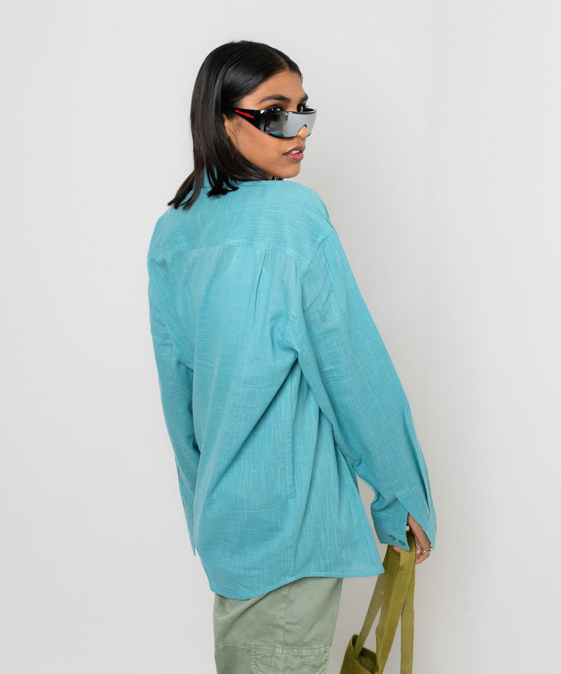 Turquoise Sea full sleeves - Oversized Shirt