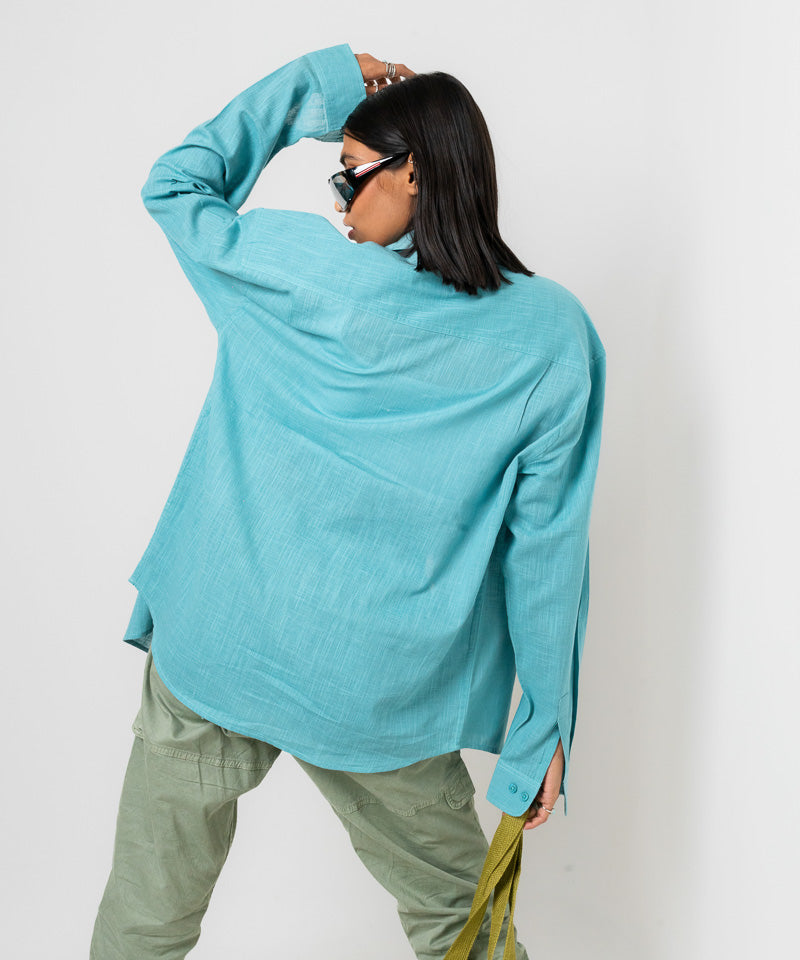 Turquoise Sea full sleeves - Oversized Shirt