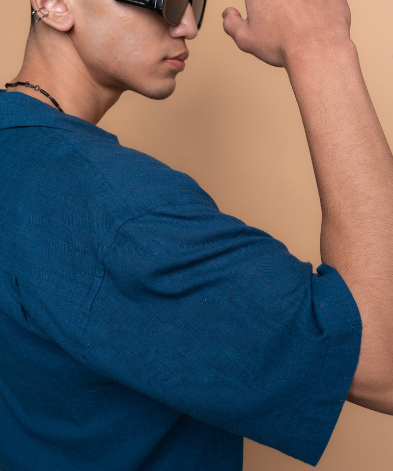 Navy half sleeves - Oversized Shirt