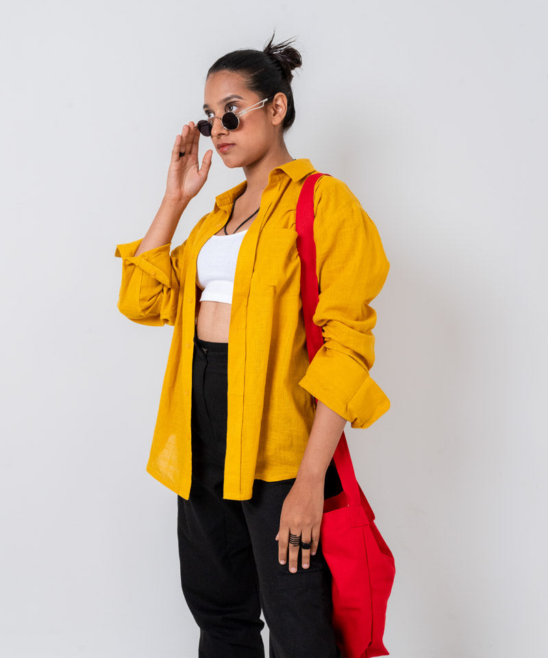 Mustard full sleeves - Oversized Shirt