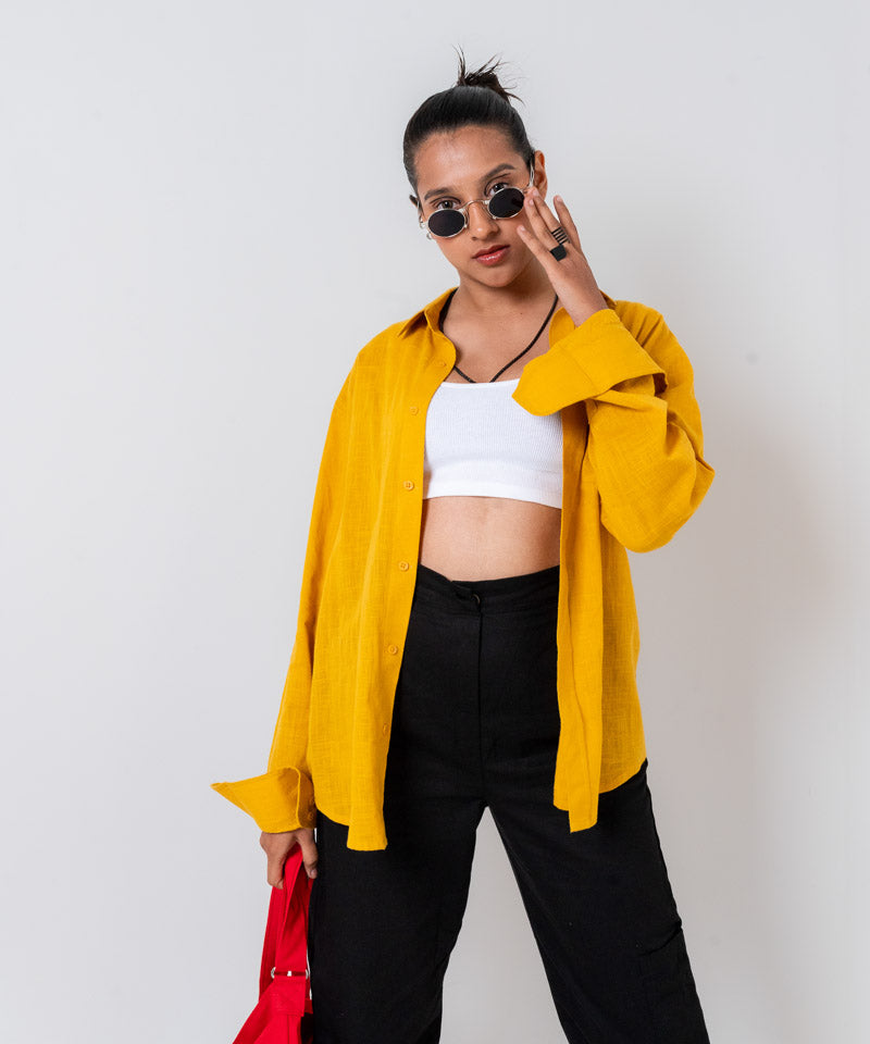 Mustard full sleeves - Oversized Shirt