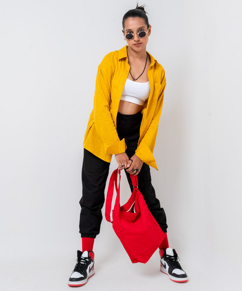 Mustard full sleeves - Oversized Shirt