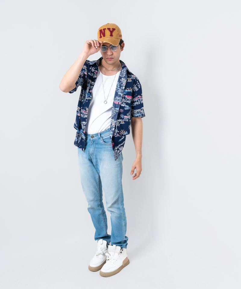 Old Town - Navy - Oversized Shirt
