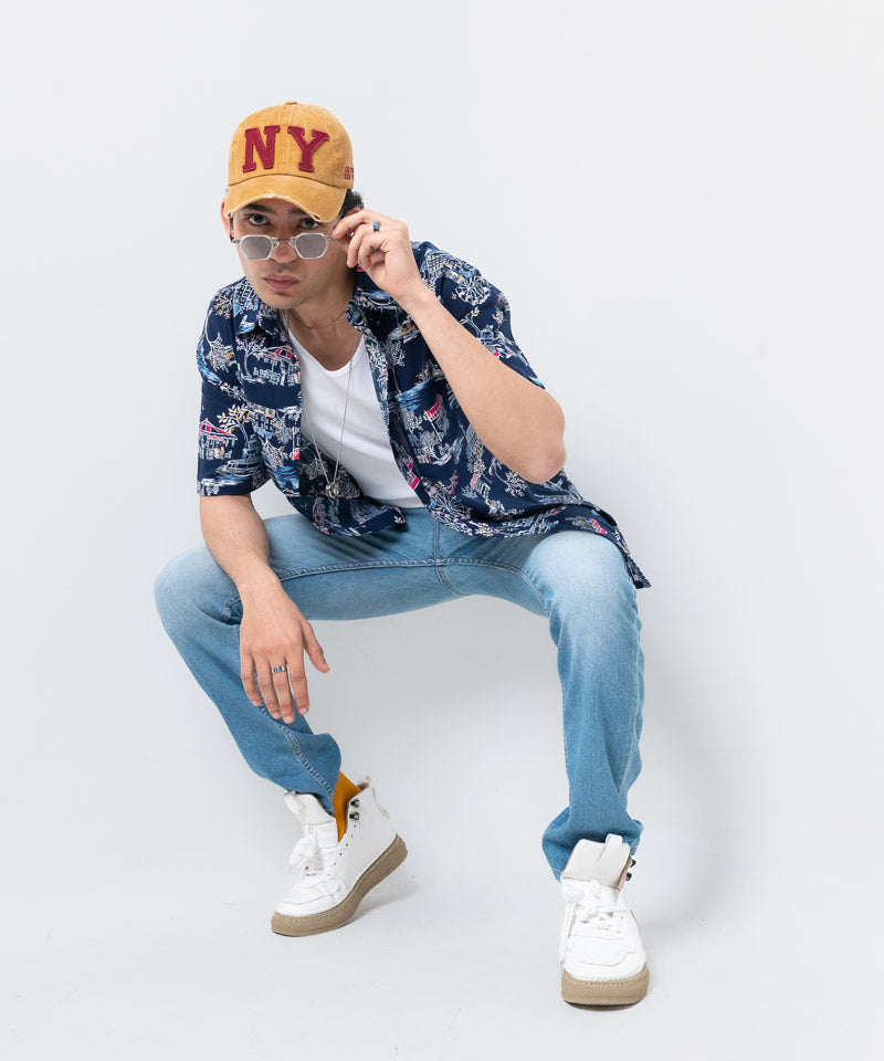 Old Town - Navy - Oversized Shirt